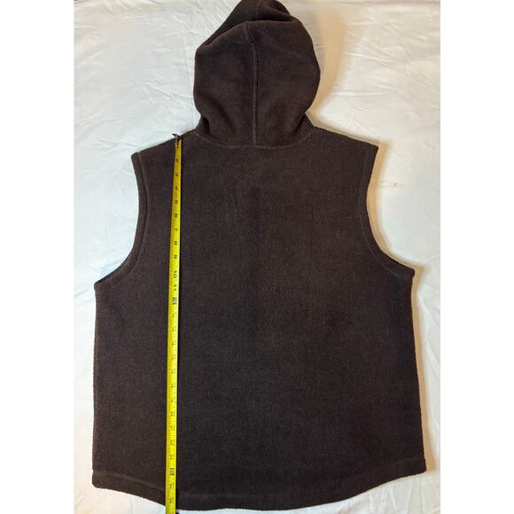 RALPH LAUREN Vintage Lauren Hooded Fleece Vest w Faux Leather Trim Wm Sz XL - Picture 8 of 9